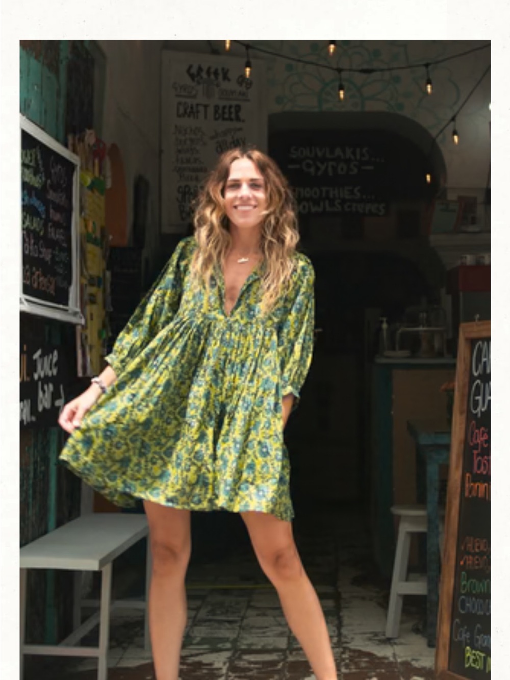 NATURAL LIFE Aimee Green Floral Smock Mini Dress